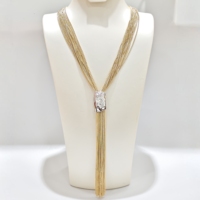 Cadena de suéter de lujo para mujer, moderna, de múltiples hilos, con borlas, chapada en oro, de aleación, en dos tonos oro y plata, joyería llamativa al por mayor.