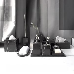 Ensemble de toilette vide en marbre naturel Nero Margiua noir et blanc, à combiner librement, pour la décoration de la maison et des hôtels - Product Image 3