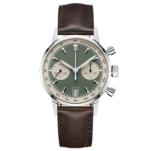 Montre pour homme en acier inoxydable doré brillant classique de luxe avec logo de marque personnalisé, chronographe avec bracelet en cuir de vache, étanche 50 m U3009 - Product Image 2