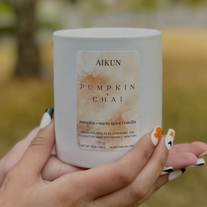 AIKUN Hand-Poured Pear Mandarin Peel Fragrance Soy Wax <b>Candle</b> Luxury White Ceramic Jar Home Decor <b>Long</b> Lasting Scented <b>Candle</b> - Product Image 3