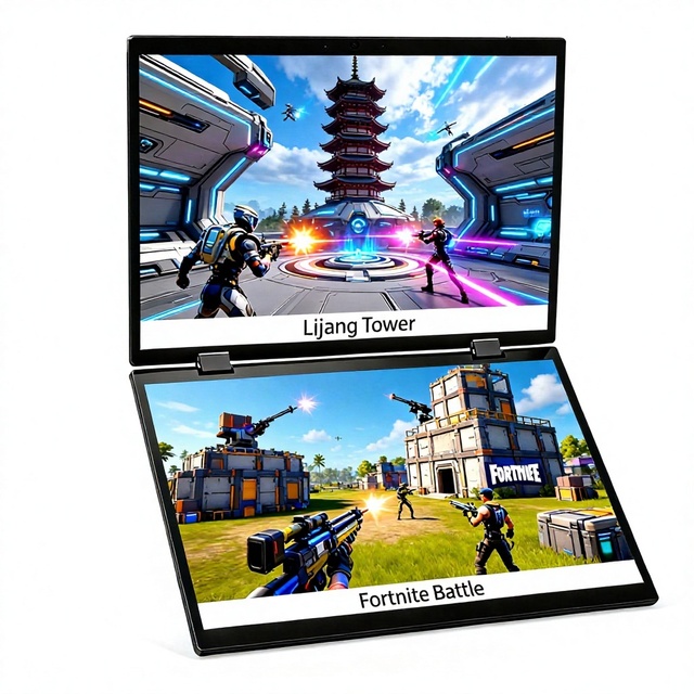 14 Inch Foldable Dual Screen Monitor FHD IPS Panel Four Working Modes Auto Sensing Portable Monitor for laptops