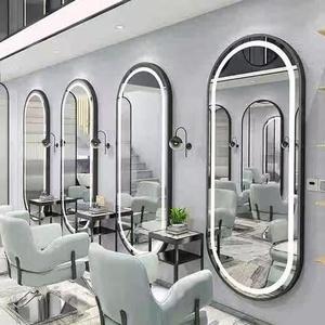 Salon-Specific Hairdressing <b>Mirror</b> Station Adjustable Single-Sided Wall-Mounted Dimmable <b>LED</b> <b>Light</b> Simple Style - Product Image 3