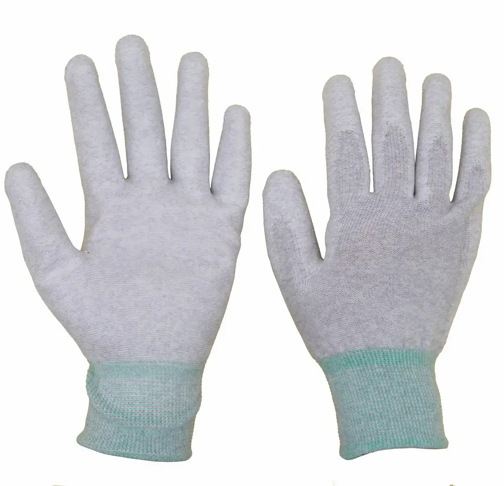 PRISAFETY PU Gecoat Carbon Gebreide Top Fit Anti Statische ESD Handschoenen voor gas station, stof gratis plant