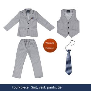 Custom Made <strong>Boys</strong> Three-piece <strong>Suit</strong> Sets Formal Wear Kids Light Gray Stripe <strong>Suit</strong> - Product Image 6