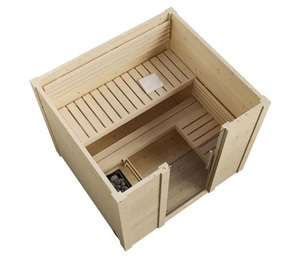 Sauna à vapeur modulaire en forme de cube pour 2 personnes, sauna à vapeur traditionnel extérieur pour jardin avec poêle en pierre pour <span class=keywords><strong>spa</strong></span> à domicile - Product Image 5