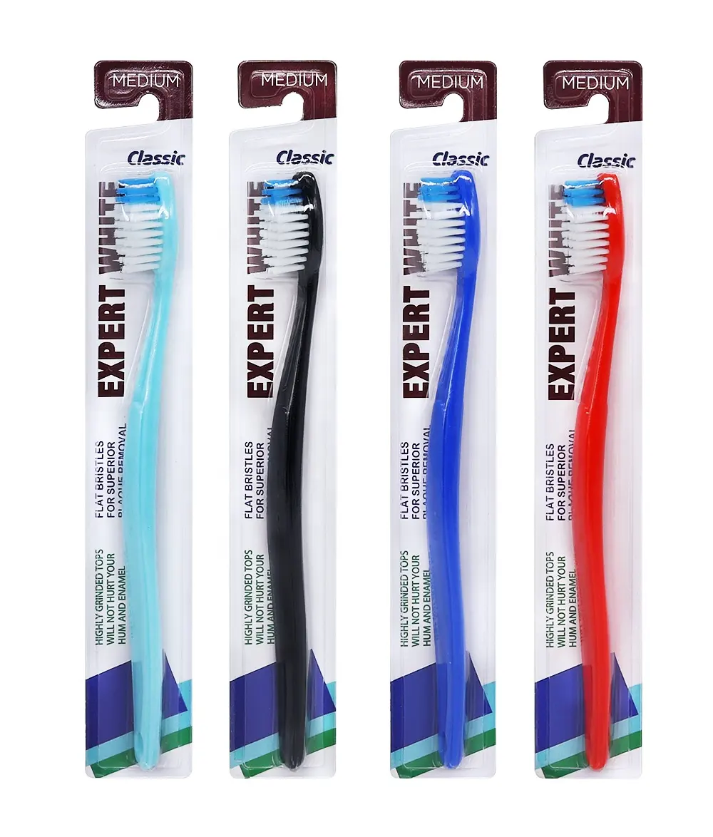 Зубная щетка для взрослых с классической ручкой для глубокой очистки, принадлежности для отеля, пластиковая зубная щетка для взрослых для путешествий