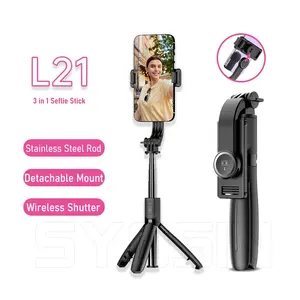 SYOSIN L21 Selfie-Stick Stativ mit drahtloser Fernbedienung 3 in 1 abnehmbarer Mount Selfie-Stick 695 mm Edelstahlstab