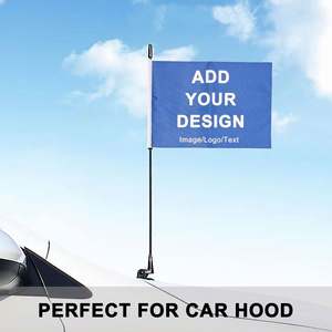 Drapeau de capot de voiture personnalisé en polyester écologique avec impression double face, drapeau automobile personnalisé, clip de fenêtre, design de mât en plastique - Product Image 6