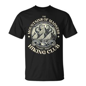<b>The</b> <b>Mountains</b> Of Madness Hiking Club <b>T</b>-<b>Shirt</b> Black Unisex Adult Size - Product Image 1