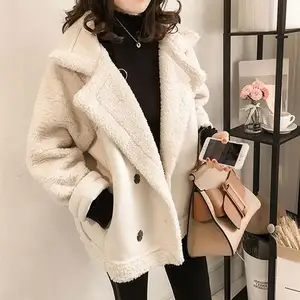 Fashion Lamb Fur Coat Women's 2022 New Korean Loose Style Custom Faux Suede Leather Plush Motorcycle Jacket For Women