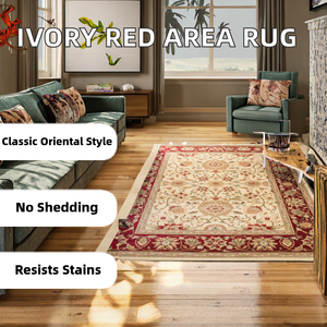 Tapis de collection SAFAVIEH <span class=keywords><strong>Lyndhurst</strong></span> 8x10, ivoire et rouge, design oriental traditionnel, en polypropylène, à poils moyens, anti-déchirure - Product Image 2