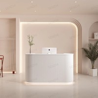 Comptoir de Réception Moderne Incurvé Design de Luxe pour Bureau, Club de Loisirs ou Salon de Beauté