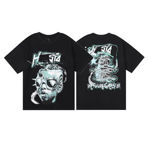 เสื้อยืดคอกลมพิมพ์ลายตามสั่งสำหรับนักออกแบบแบรนด์แฟชั่น ผ้าฝ้าย 100% ทรงหลวมสำหรับผู้ชาย - Product Image 6