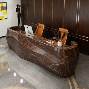 Comptoir de caisse en FRP sans joint Q043, design artisanal, comptoir de bar incurvé organique pour restaurant, salle de sport, bureau, hall d'accueil, centre de spa - Product Image 1