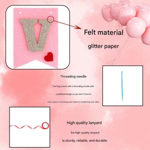 Guirnalda Decorativa Hecha a Mano para el Día de San Valentín, Ecológica, de Papel y Fieltro, con Forma Rectangular, Estampado Animal, Estilo Adorable - Product Image 6