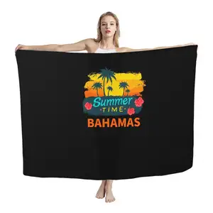 Horario de verano gran oferta Sarong mujeres traje de baño cubrir traje de baño de alta calidad secado rápido personalizado Bandera de Bahamas ropa de playa Pareo a granel