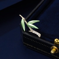 Broche en bambou de style chinois, vintage, élégante, feuille verte, épingle de revers, accessoire vestimentaire Hanfu