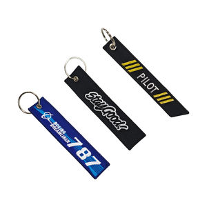 Thêu Keychain bán buôn Chất lượng cao tùy chỉnh tên logo máy bay phản lực tag Keychain Key ringpull để đẩy thêu Keychain - Product Image 6