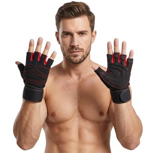 Men's Breathable Ventilated Non-Slip Half-Finger Sport Outdoor <b>Weight</b> Lifting Gym Gloves Leather Material for Closure - Product Image 1