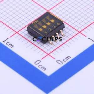 DSHP04TS-S DIP Switch SMD-8P,5.4x6.7mm Switch Flat Toggle, Groove Type Single Pole Single Throw 4 Gull Wing Type - Product Image 1