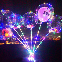 Großhandelspreis Mädchen-Cartoon-Thema Leuchtender Bobo-Ballon 24 Zoll Mehrfarbiger LED-Ballon für Weihnachten Halloween Feiertage Bedruckt