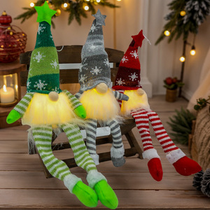 Noël poupée sans visage Gnome ornements lumière LED peluche tricot artisanat arbre pendentif décorations de noël pour la maison enfants cadeau - Product Image 1