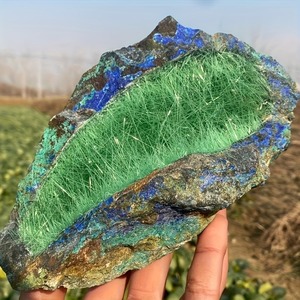 Azurita Cruda de 50-200g, Piedra Curativa, Espécimen de Cristal de Cuarzo Verde Brillante, Mineral en Racimo - Product Image 1