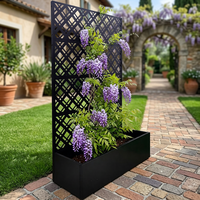 Jardinière moderne noire en aluminium avec motif diamant gravé au laser, design étanche, écran d'intimité, pour vente en gros