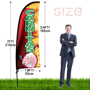 Conjunto de bandera de plumas de poliéster con forma especial de tema de <span class=keywords><strong>Carnitas</strong></span>, asta de bandera de aluminio, impresión Digital, publicidad, enchufe de tierra para negocios - Product Image 2