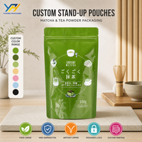 Sachet Doypack Mat Personnalisé Premium, Haute Barrière Anti-Lumière pour Poudre de Thé Vert Matcha, Idéal pour un Stockage Prolongé