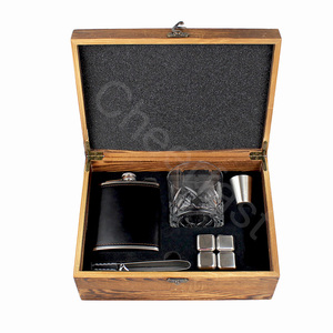 Easy Life Flasque en acier inoxydable Boîte en <span class=keywords><strong>bois</strong></span> Emballage Pierres et verres à whisky et glaçons Whisky - Product Image 6