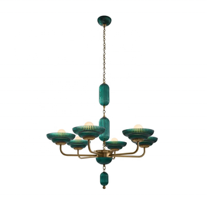 Villa Hôtel Maison Luxe 6 Lumières Murano Fait Main Verre <span class=keywords><strong>Vert</strong></span> Décoratif Grand Salon Moderne <span class=keywords><strong>Lustre</strong></span> Led - Product Image 1