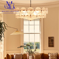Lustre en verre texturé blanc nuage de style médiéval français, suspension de luxe pour villa, salon, salle à manger, plafond haut