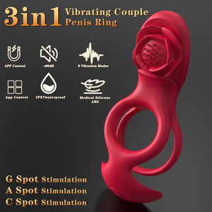 <span class=keywords><strong>Anneau</strong></span> <span class=keywords><strong>vibrant</strong></span> en silicone pour adulte Resonance Rose Flower, 3 vitesses, 6 fréquences de vibration, étanche IPX7, pour retarder l'éjaculation - Product Image 3