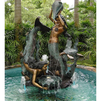 Extérieur Jardin Parc Piscine Sirène Bronze Statue Personnalisé Extérieur Fontaine Sculpture Modèle Durable Métal Placage Logo-Thème