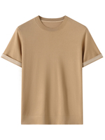 Camiseta de Manga Corta para Hombre, Cuello Redondo, Tejido Fino 100% Cachemira, para Verano
