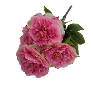 Flores Artificiales de Seda, Peonía Imperial de Cinco Cabezas, Realistas, para Decoración de Interiores, Tallo Único - Product Image 5