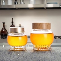 Pot de miel en verre en stock Cadeau de mariage de haute qualité Pot de confiture en verre créatif avec couvercle Récipient hermétique