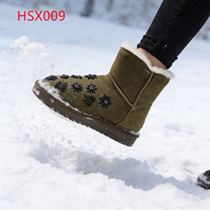LXG, Bottes d'hiver pour femmes, design floral perlé, Hua Singh, vert olive, bottes <span class=keywords><strong>de</strong></span> neige, froid arctique, fermeture à un seul bouton, HSX009 - Product Image 4