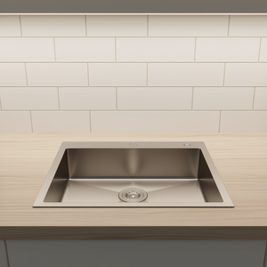 Évier de cuisine en acier inoxydable à cuve unique, 25 pouces, encastrable, rectangulaire, surface brossée, design contemporain - Product Image 2