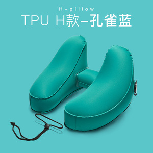 Inflatable U-<b>Shaped</b> Nap <b>Pillow</b> With Hat Summer Neck Support Travel Cervical <b>Pillow</b> 28x26x14cm Crystal Velvet Detachable - Product Image 3