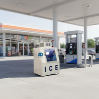 Exhibidor de Hielo en Cubos Embolsado de Acero Inoxidable de 2 Puertas para Interiores Comerciales, Enfriamiento Directo, Vertical, Control Digital