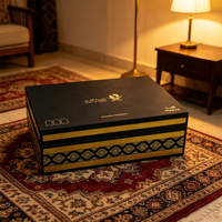 Boîte cadeau en bois avec coque en cuir PU, écran LCD avec boutons de lecture, logo personnalisé pour la promotion d'entreprise et l'emballage de cadeaux de luxe
