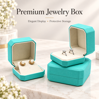 Étui à bijoux octogonal élégant en cuir PU et velours de qualité supérieure pour un cadeau de la Saint-Valentin, emballage assorti pour occasions spéciales