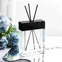 Bouteille diffuseur à roseaux de luxe en cristal de 100 ml, vide, en verre épais, pour parfum d'ambiance et artisanat décoratif