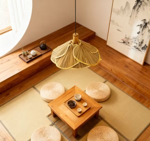 Lampe suspendue en feuilles de palmier tissées à la main, style bohème Wabi Sabi, rustique, pour chambre à coucher, café, maison d'hôtes, décoration de plafond intérieur - Product Image 4