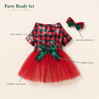 Robe de Noël 2026 pour chien, pull élastique avec jupe en tulle, tenue de fête douce pour petits chiens et chats, vêtements pour animaux de compagnie en gros