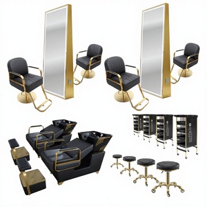 Paquete de Salón de Belleza Negro, Juego de Muebles de Peluquería Económicos, Equipo de Salón de Calidad, Cuero PU Dorado, Marca HUIYI, Nuevo <span class=keywords><strong>2021</strong></span> - Product Image 6