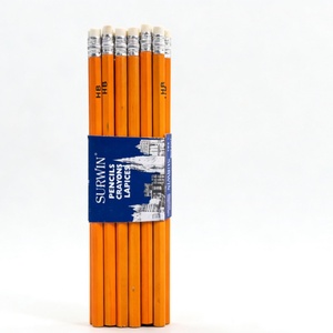 Crayon HB en bois jaune en gros avec gomme intégrée, qualité supérieure, 7 pouces, personnalisable avec logo pour étudiants - Product Image 1