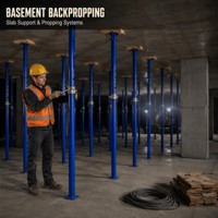 Étaiement en acier réglable bleu peint, haute résistance, résistant à la corrosion, avec plaque supérieure et tube interne coulissant, pour dalles de béton
